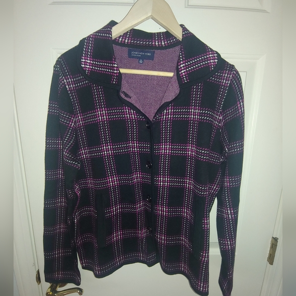 NWOT Jones New York Signature Black & Purple Plain Sweater Jacket – Size XL - Picture 1 of 9